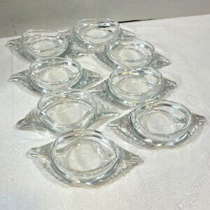 VTG Set of 8 Clear Glass Crab Shaped Baking Dishes Shells Ramekins 5.75"x3"